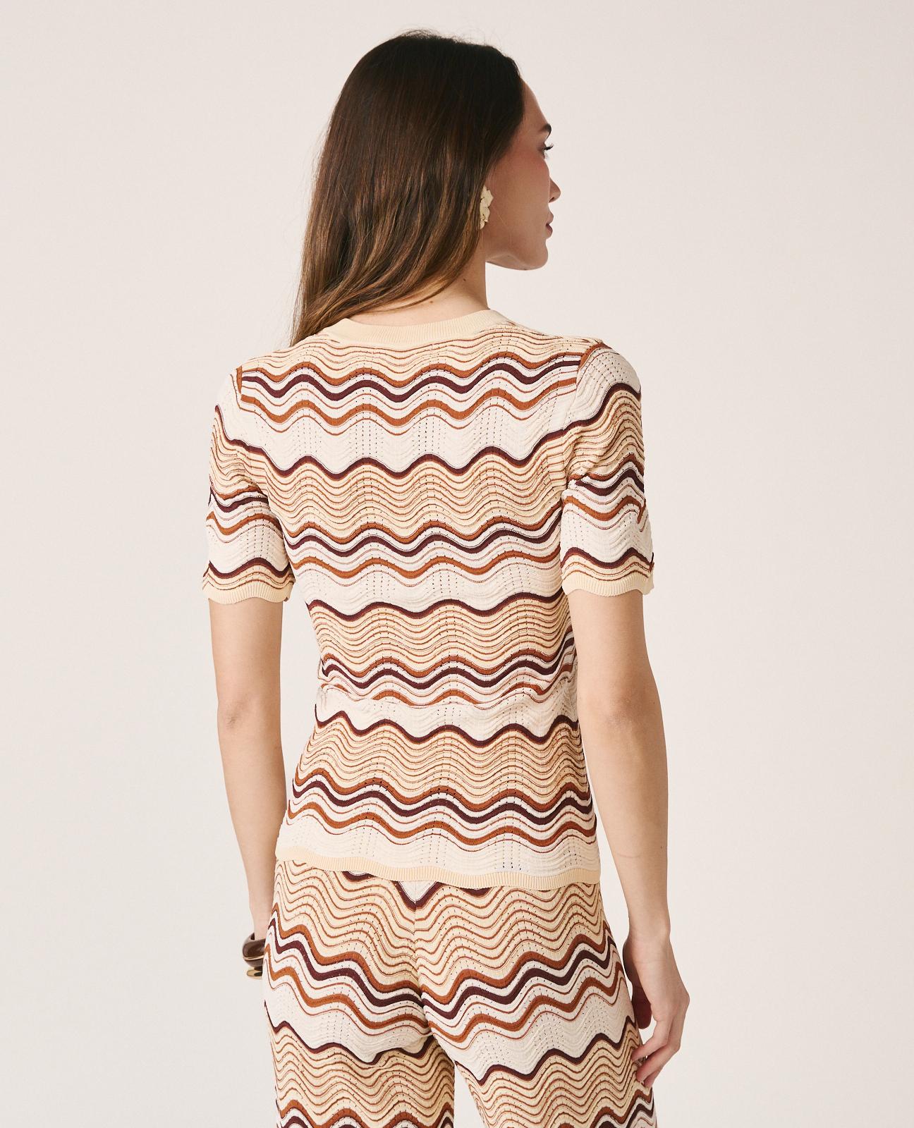 alma-en-pena-buntes-strick-top-mit-geometrie-muster-kurzarm-top image 8