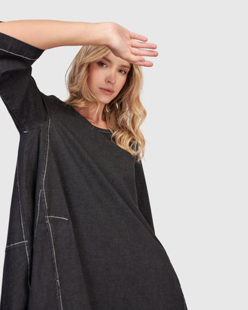 alembika-liberty-oversized-cocoon-dress-black-denim-jeanskleid image 8