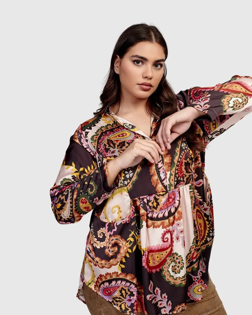 alembika-bernie-babydoll-top-paisley-satin-bluse image 1