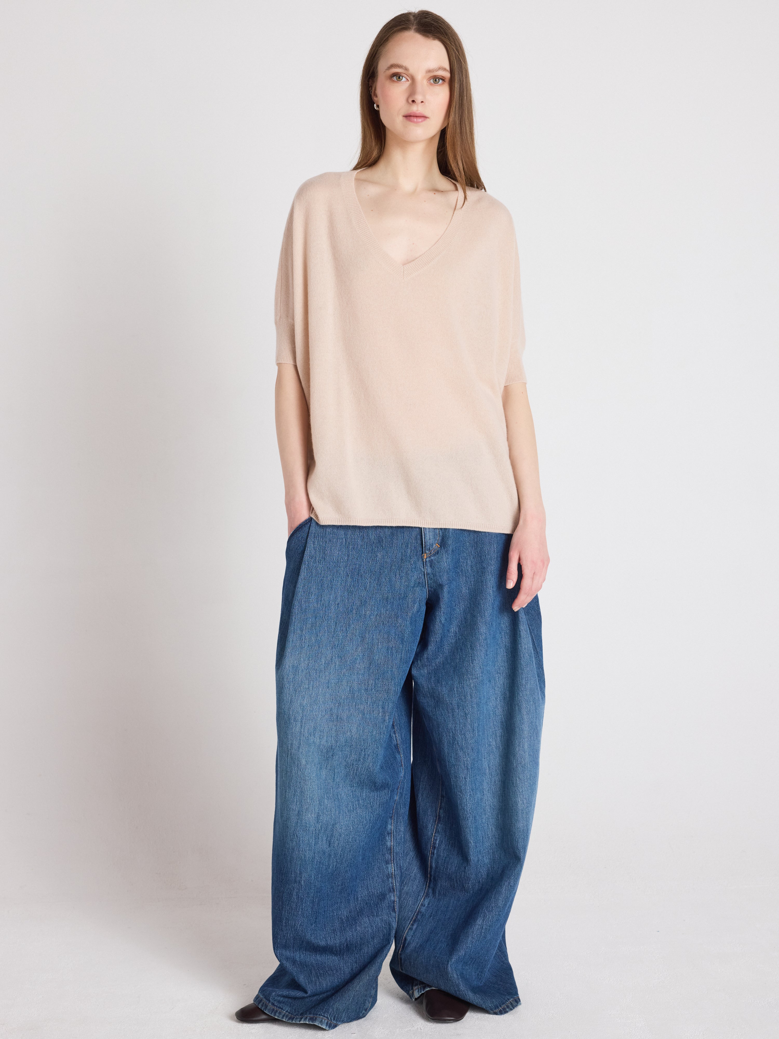 absolut-kate-kurzarm-pull-poncho-mit-v-ausschnitt-aus-kaschmir-f-r-damen image 2