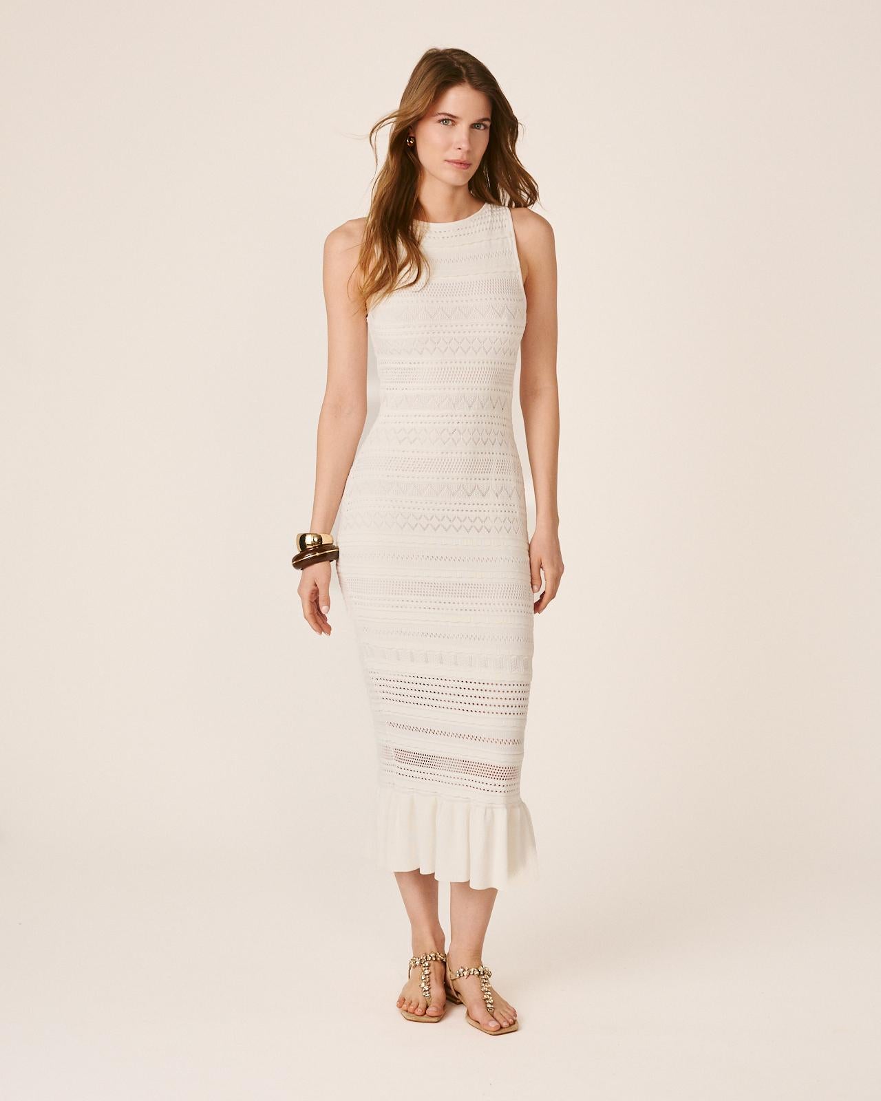 alma-en-pena-long-knitted-dress-langes-strickkleid-meerjungfrau-v-ausschnitt image 1