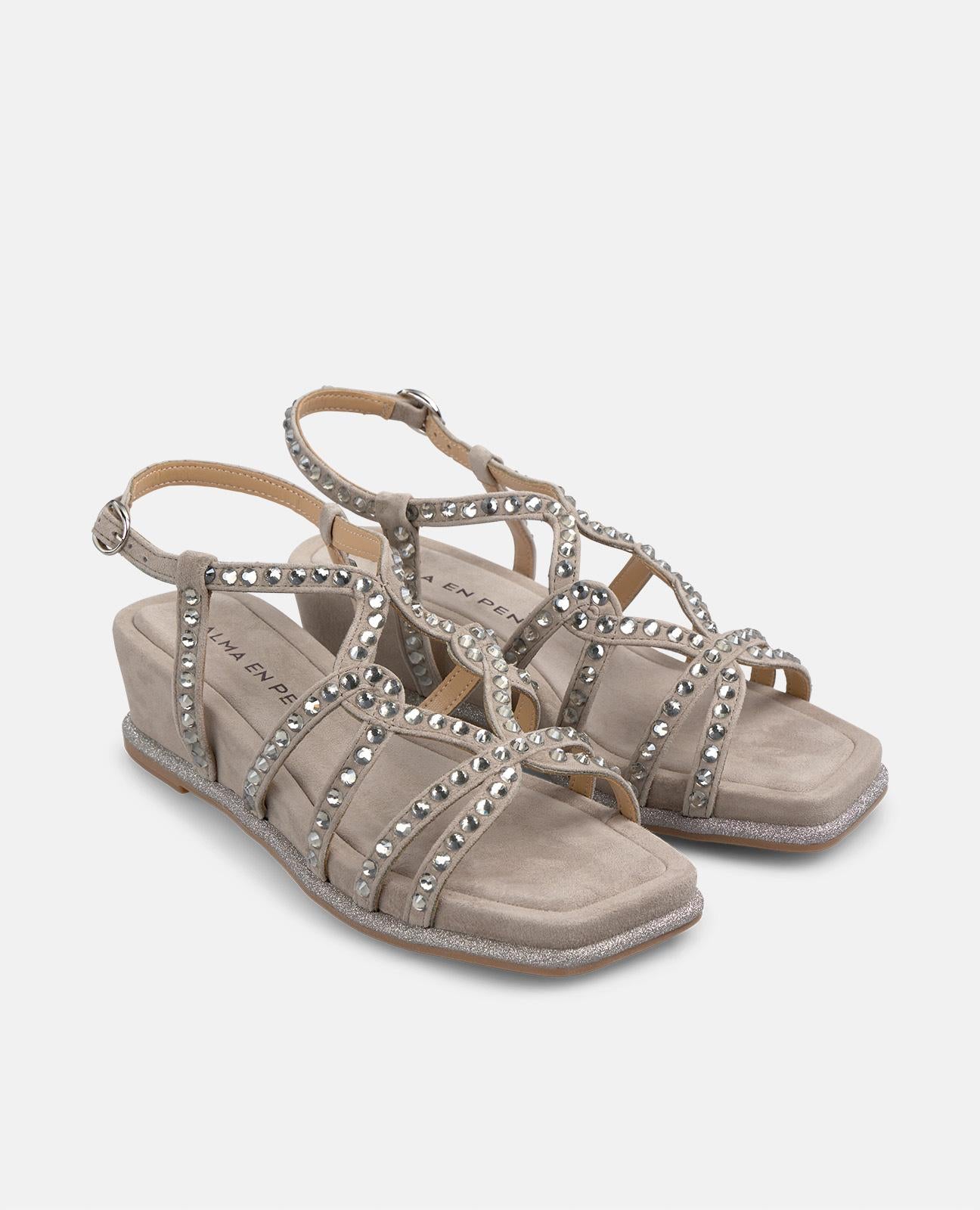 alma-en-pena-mid-wedge-sandalette-grau-mit-strass-5-cm-keilabsatz image 2