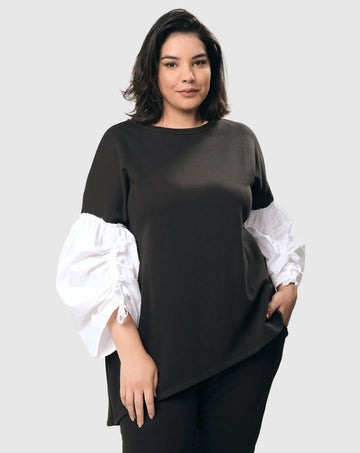 alembika-urban-cinch-tunika-top-wei-schwarz image 2