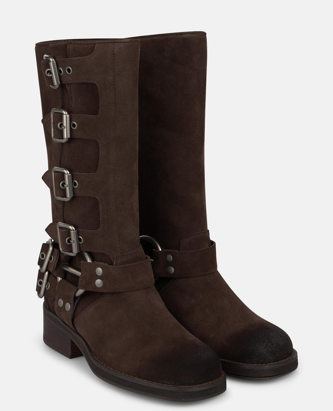 alma-en-pena-biker-stiefel-aus-velours-braun-4-5-cm image 2