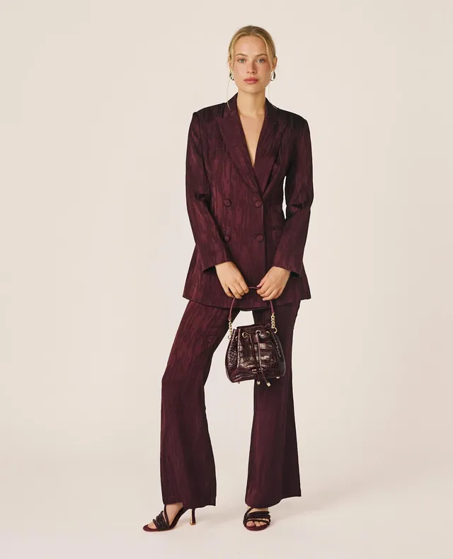 alma-en-pena-jacquard-flare-hose-bordeaux-high-waist-schlaghose image 1