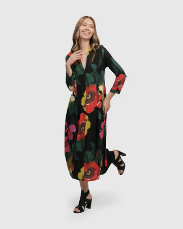 alembika-valencia-cocoon-kleid-garden-floral-jersey-langarm image 2