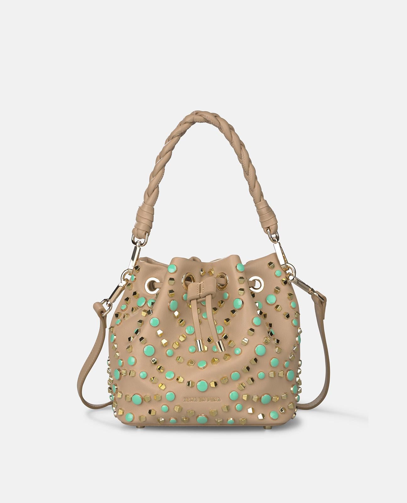 alma-en-pena-63393-candy-clutch-leder-beige-mit-nieten image 1