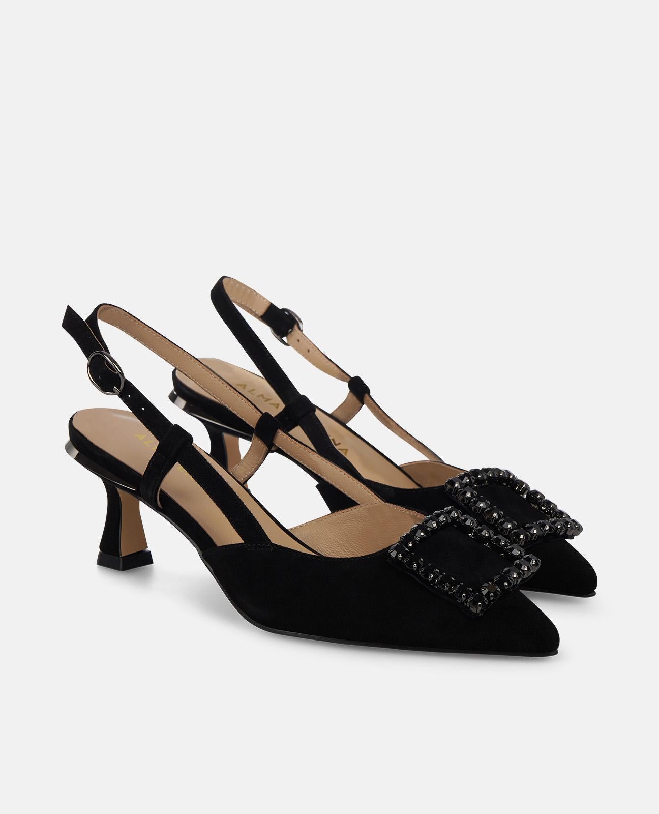 alma-en-pena-pumps-schwarz-mit-strass-und-schnalle-6-cm image 2