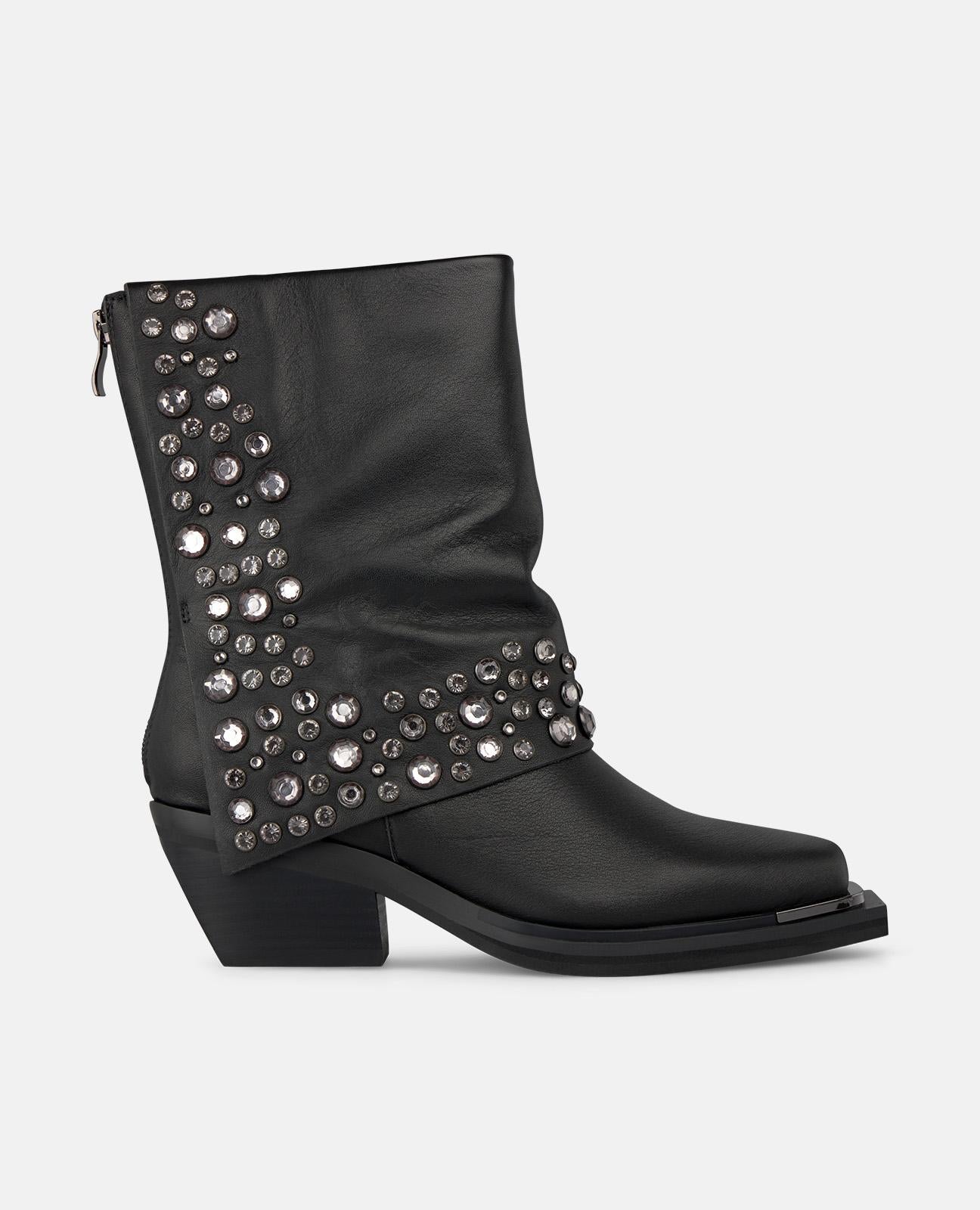 alma-en-pena-tachas-boots-flache-stiefeletten-mit-nieten-6-cm-absatz-schwarz image 1