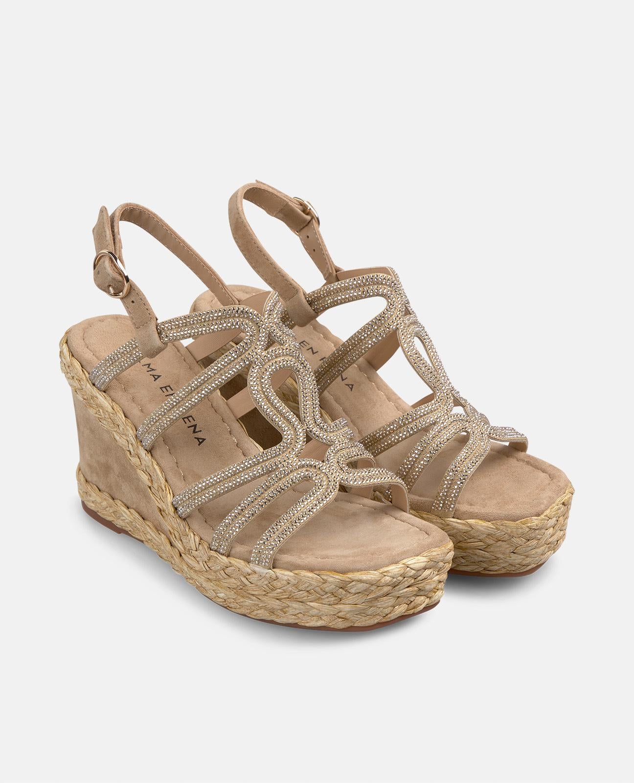 alma-en-pena-keilsandalen-cross-strap-strass-sand-9-8-cm image 2