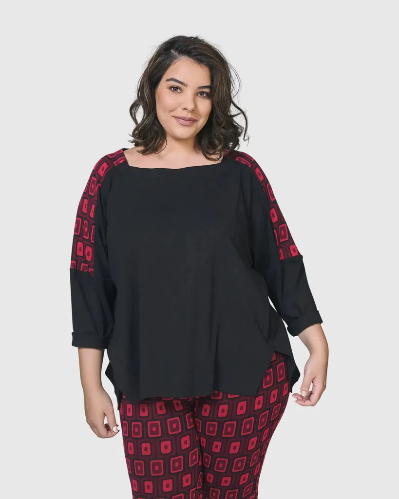 alembika-dynamite-days-boxy-top-red-karree-ausschnitt-shirt image 1
