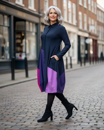 alembika-tekbika-barb-colorblock-dress-navy-mix-kleid image 2