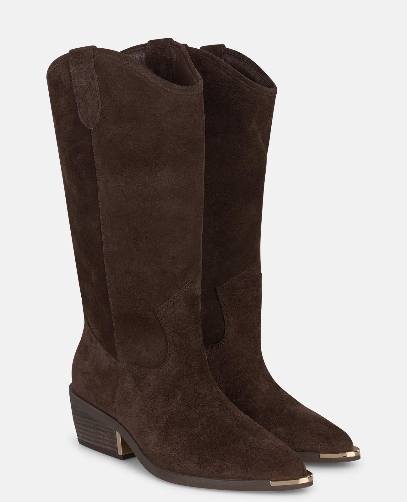 alma-en-pena-suede-cowboy-boots-offene-spitze-braun image 2