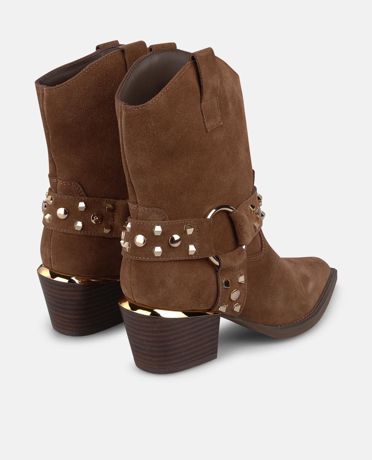 alma-en-pena-cowboy-stiefelette-velours-6-cm-camel-mit-nieten image 3