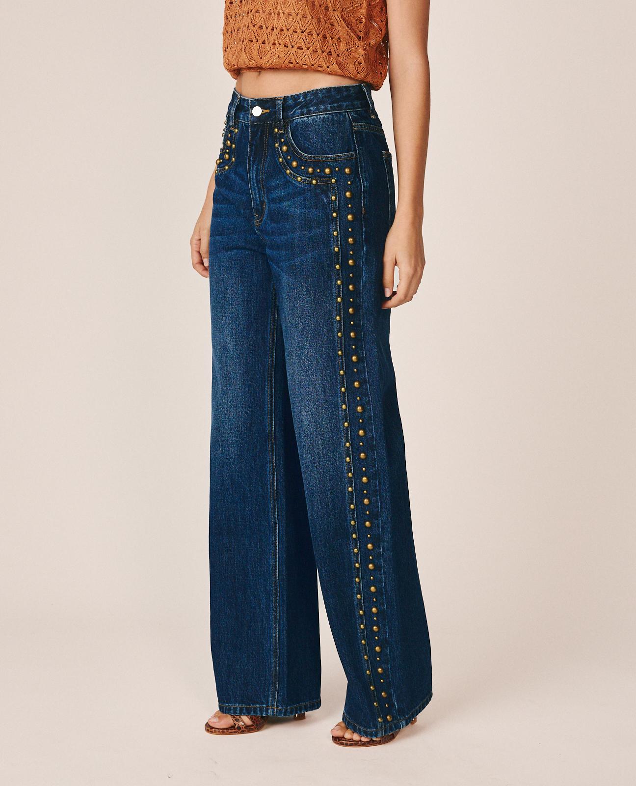 alma-en-pena-metallic-stud-jeans-straight-leg-high-rise-damen image 6