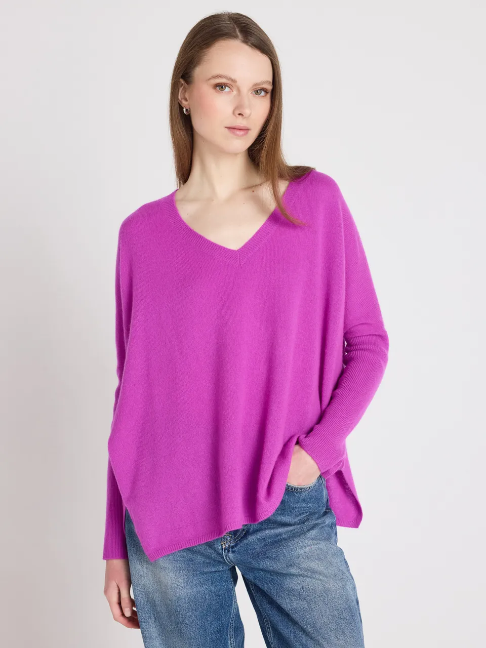 absolut-camille-poncho-pullover-kaschmir-damen-purple-neon image 1
