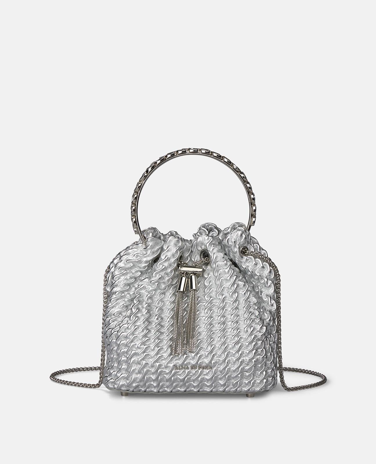 alma-en-pena-clutch-candy-silber-kroko-pr-gung-strassgriff-mit-kette image 1