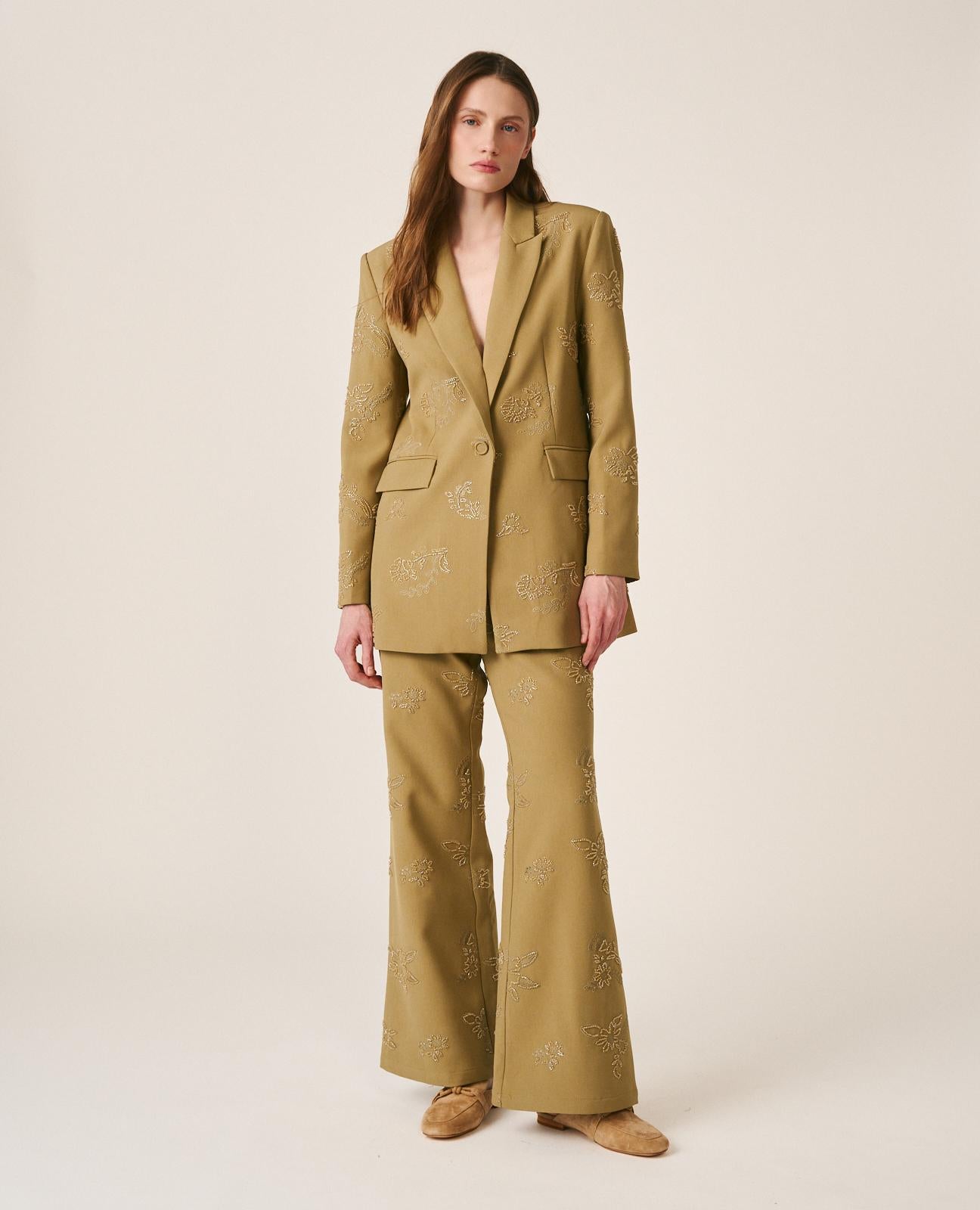 alma-en-pena-crepe-pants-damen-hose-crepe-blumestickerei-caqui image 2
