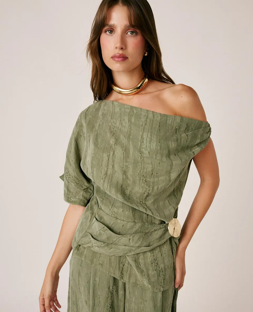 alma-en-pena-asymmetrische-jacquard-bluse-khaki image 1