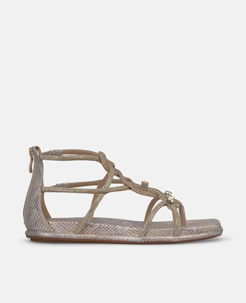 alma-en-pena-closed-heel-sandals-flach-metallic-braun-damen image 1