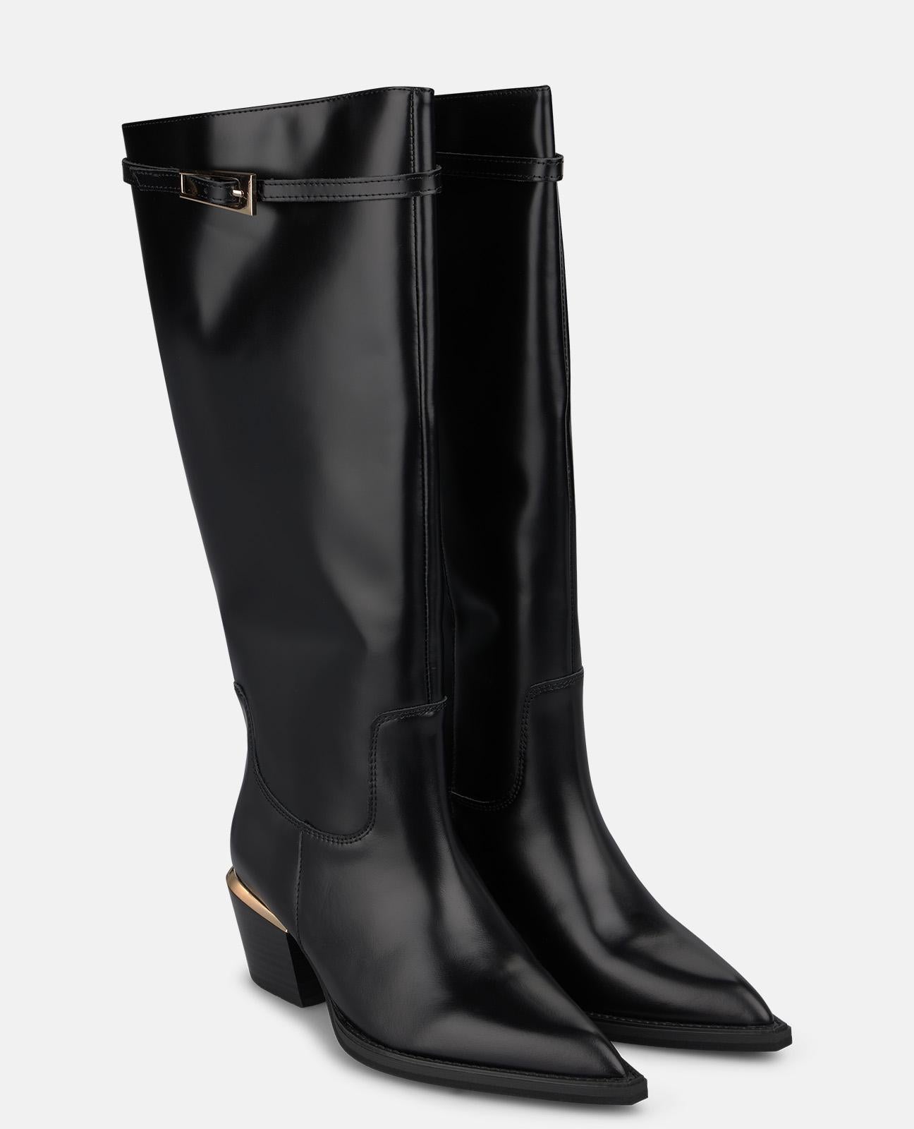 alma-en-pena-nappa-lederstiefel-mit-schnalle-schwarz image 2