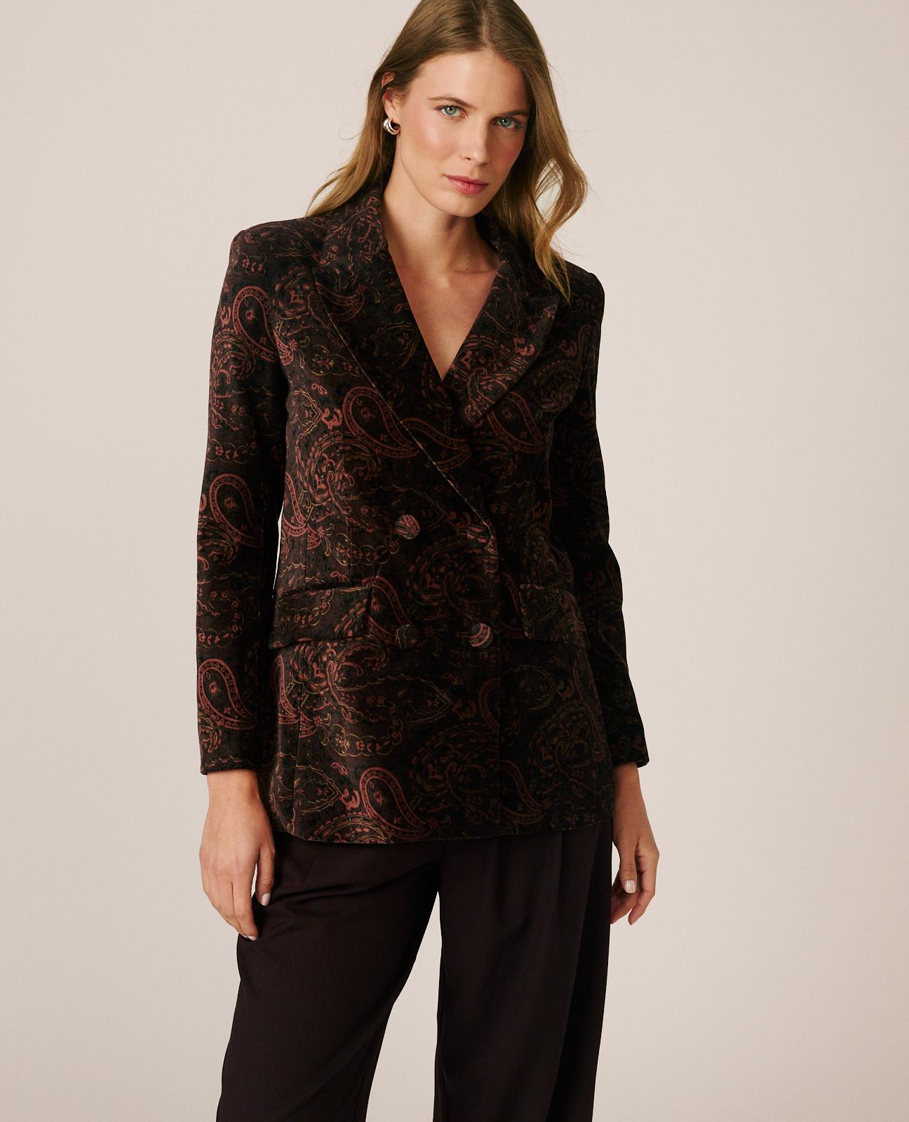alma-en-pena-paisley-velvet-blazer-samtblazer-braun-wickeloptik image 1
