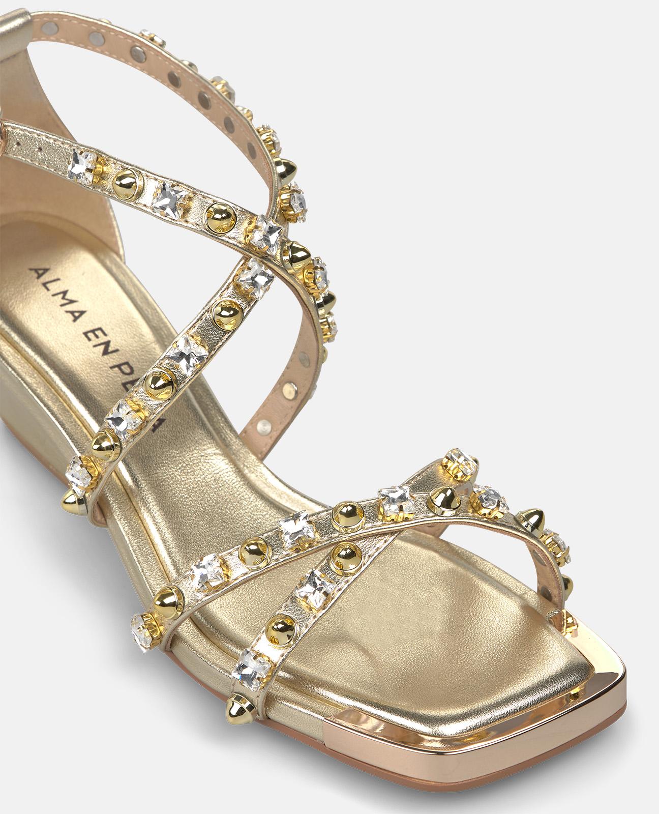 alma-en-pena-riemchensandale-gold-mit-strass-und-6-cm-blockabsatz image 4