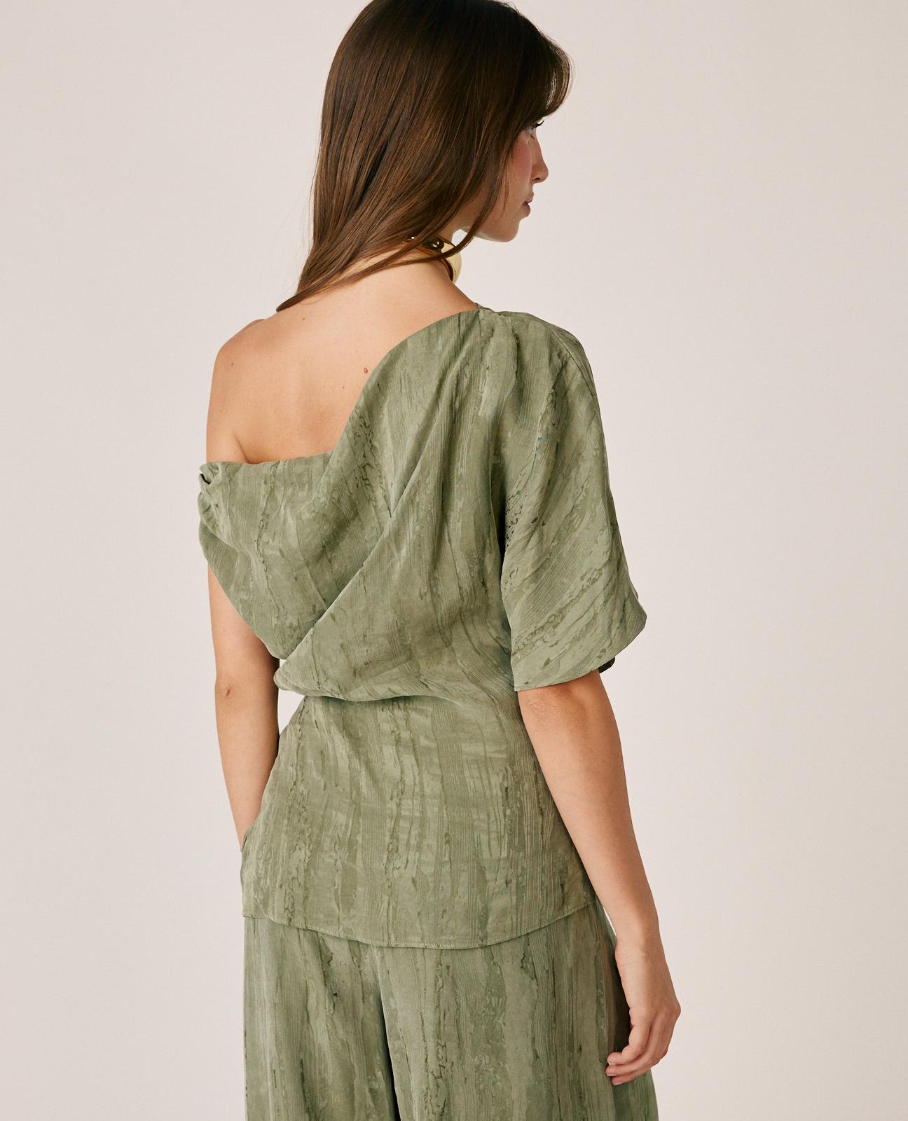 alma-en-pena-asymmetrische-jacquard-bluse-khaki image 6