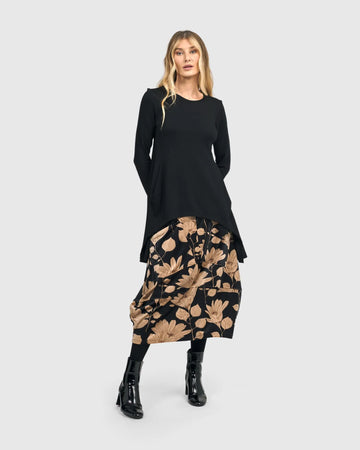 alembika-pippa-samt-rock-damen-midi-floral-cocoon image 7
