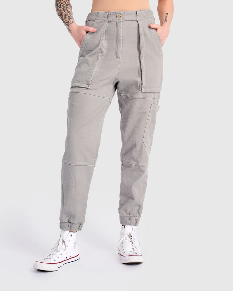 alembika-cargo-jogger-pants-grau-high-rise-cargohose-mit-b-ndchen image 1