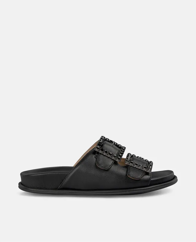 alma-en-pena-comfort-buckle-sandale-flache-damensandale-schwarz-mit-strass-schna image 1