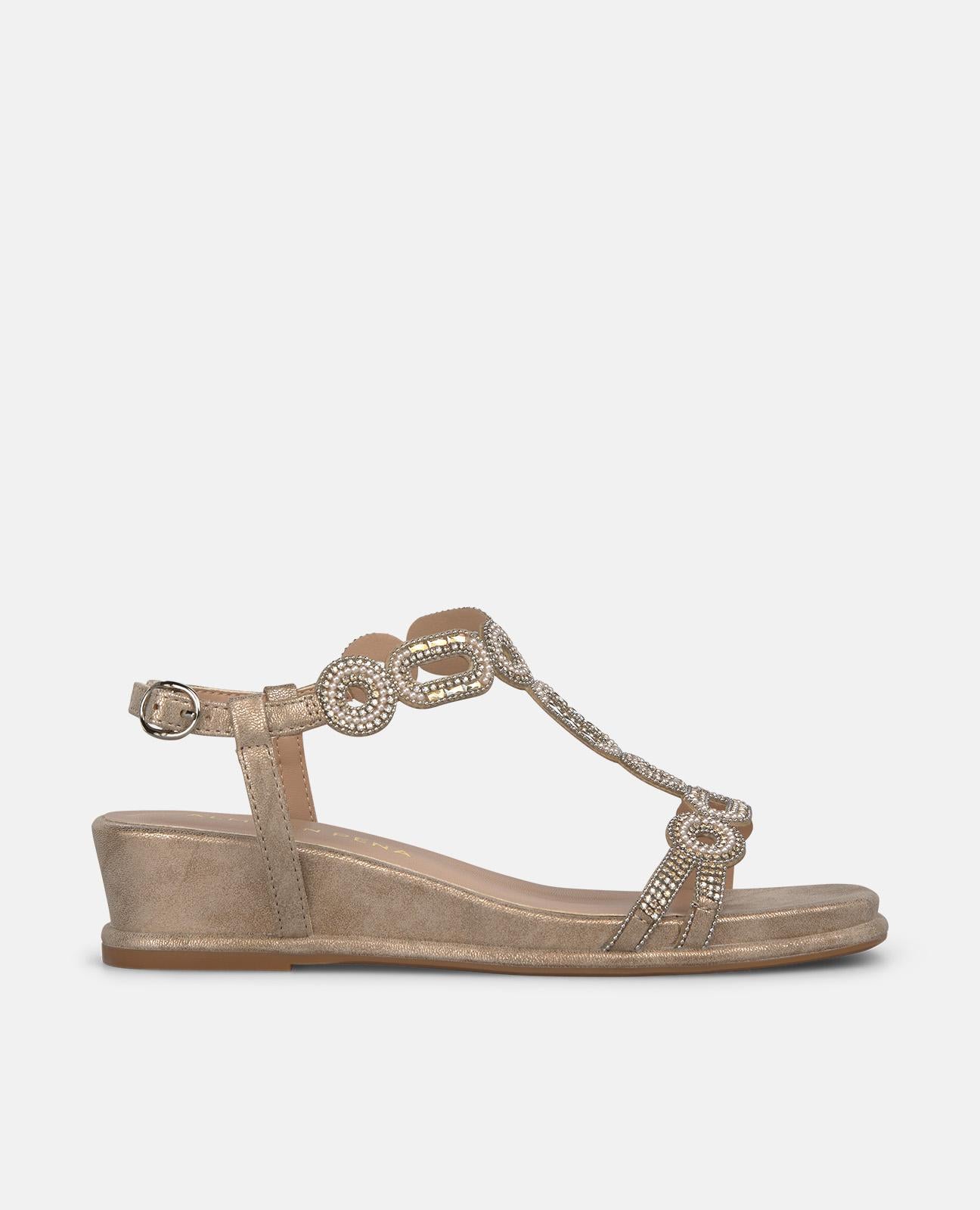 alma-en-pena-keil-sandalette-bronze-t-riemen-4-cm-plateau image 1