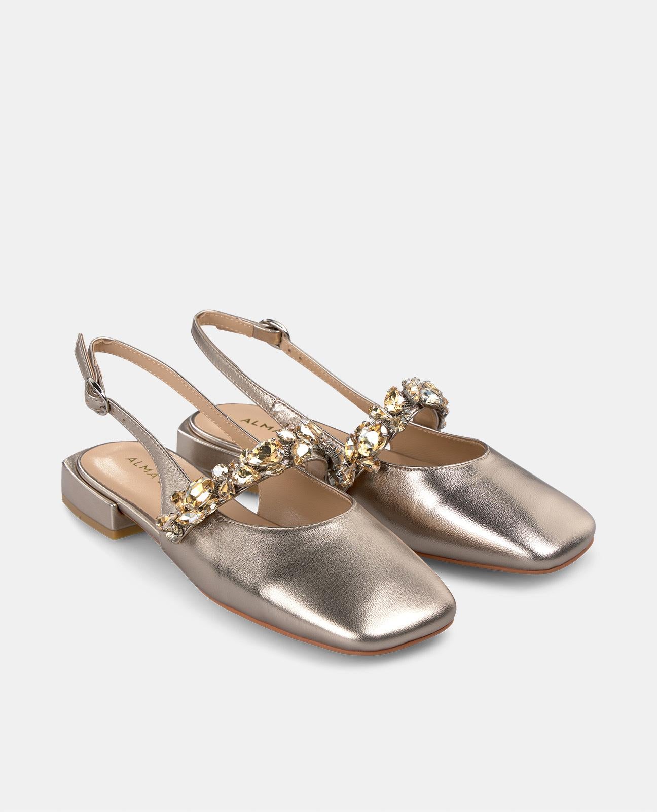 alma-en-pena-rhinestone-strap-shoe-bronze-ballerinas-mit-strassriemen-2-cm-absat image 2