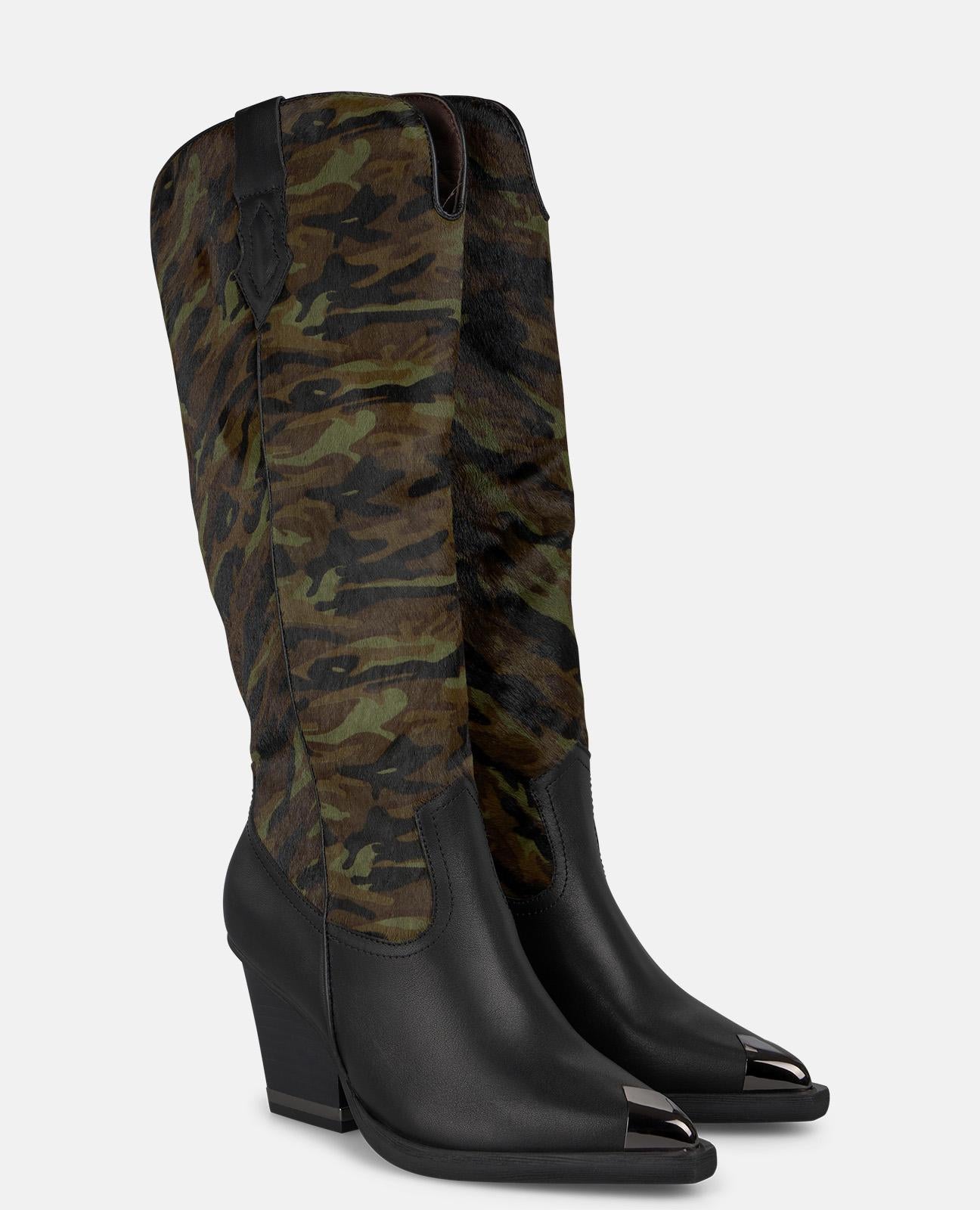 alma-en-pena-stiefeletten-mit-print-spitzer-zeh-8-5-cm-absatz-19-cm-schaft image 2