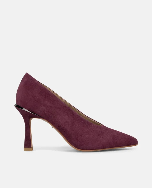 alma-en-pena-suede-pumps-bordeaux-mit-spitze-und-8-cm-absatz image 1