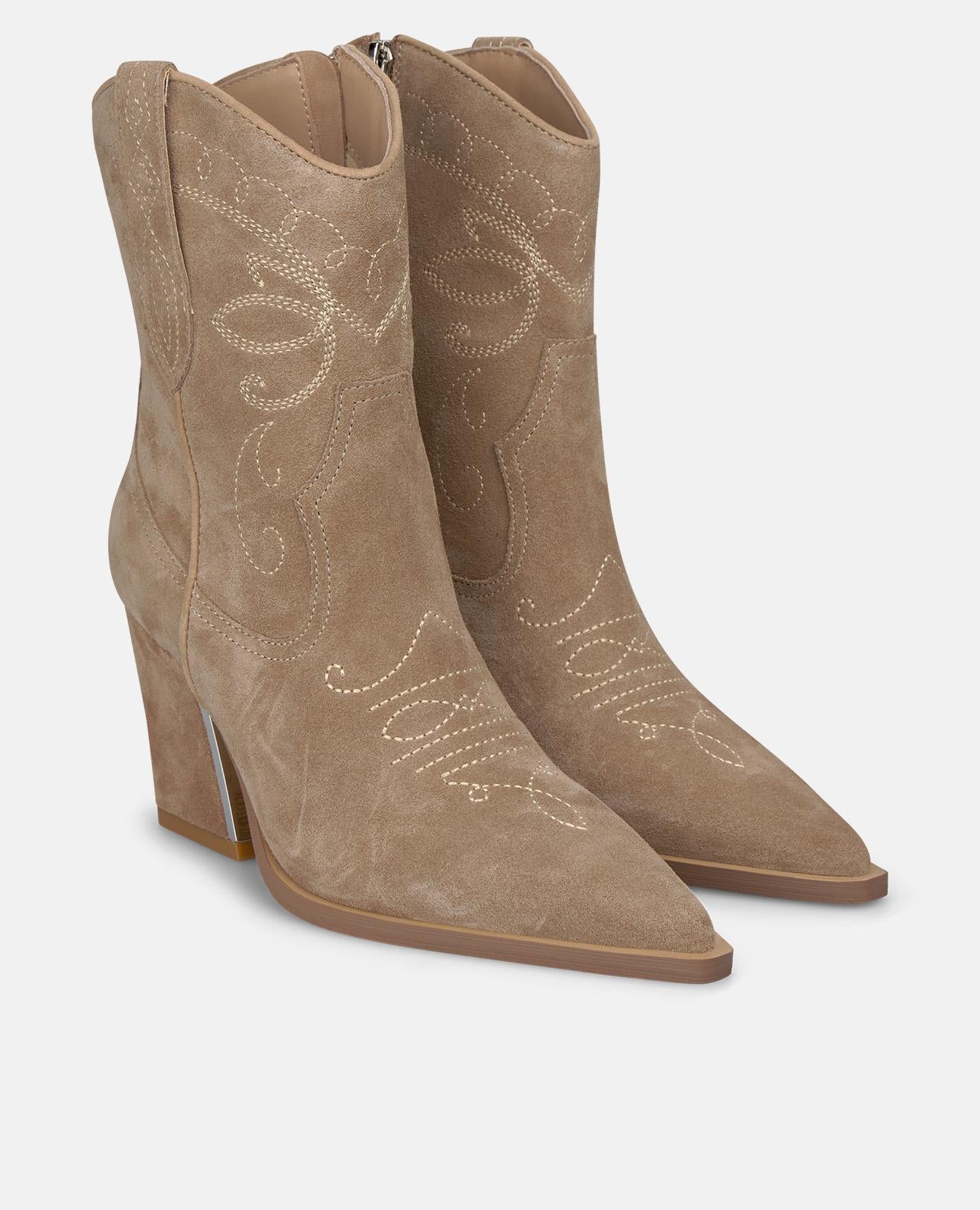 alma-en-pena-suede-cowboy-boots-veloursleder-stiefeletten-vison-8-cm image 2