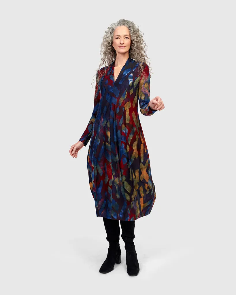 alembika-sunburst-cocoon-kleid-abstract-midi image 1
