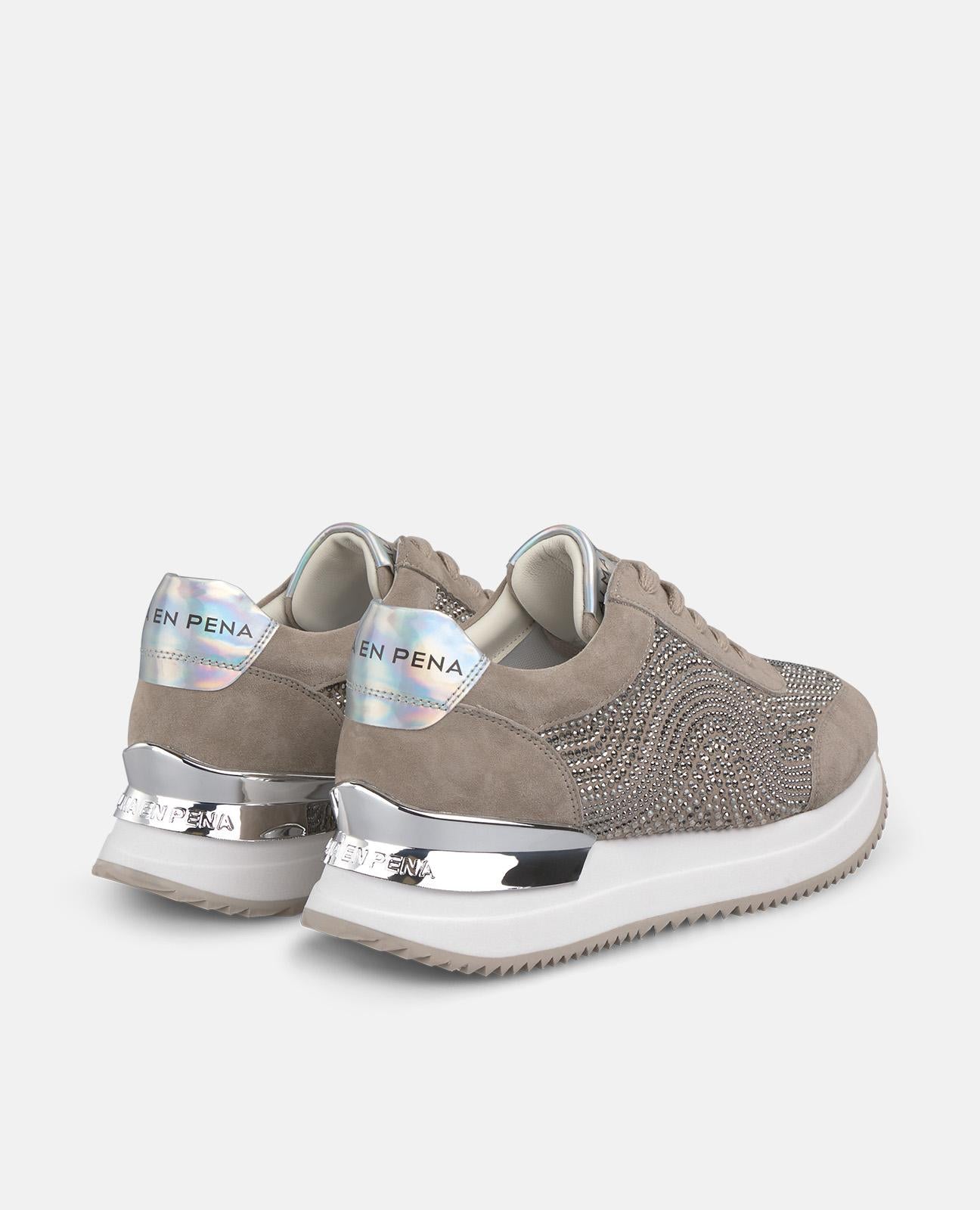 alma-en-pena-sneaker-mit-strass-print-plateau-sneaker-4-5-cm-in-hellbraun image 3