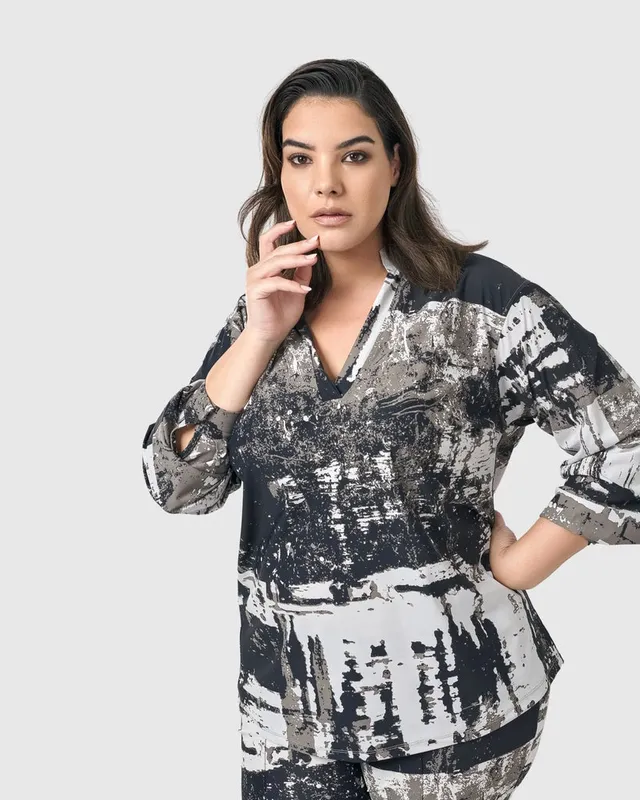 alembika-digi-v-neck-pullover-top-marble image 1