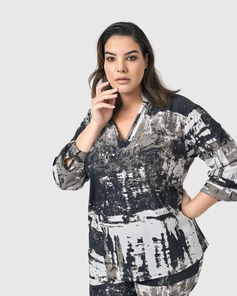 alembika-digi-v-neck-pullover-top-marble image 1