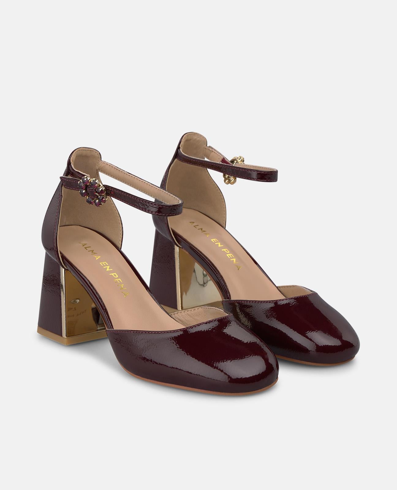 alma-en-pena-patent-leather-dress-shoe-pumps-bordeaux-7-cm-blockabsatz image 2