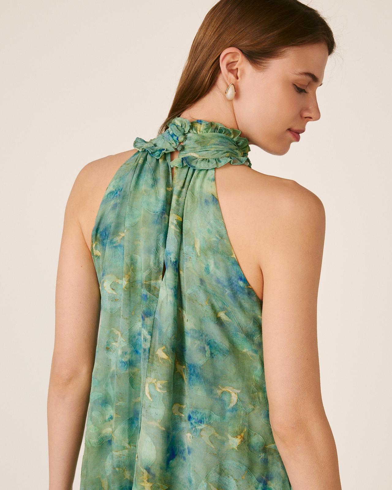 alma-en-pena-ruffle-chiffon-dress-midi-kleid-gr-n image 6