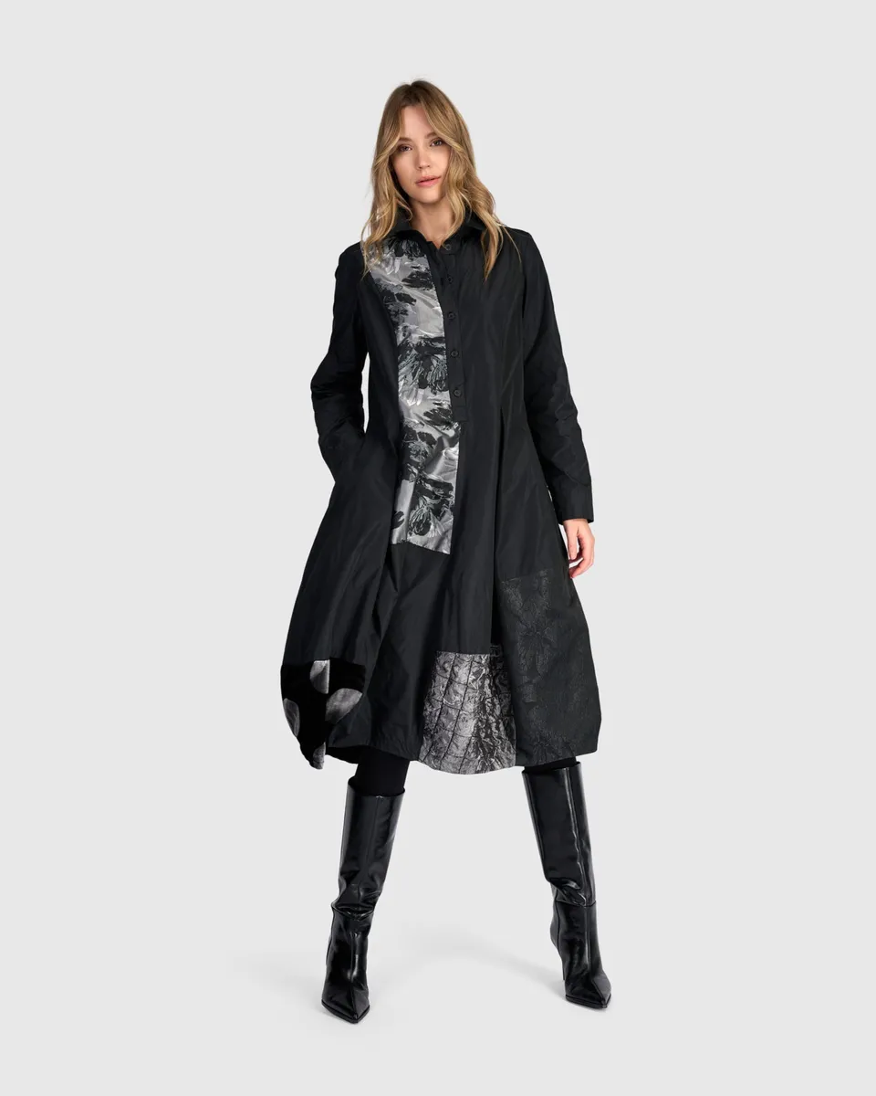 alembika-parlour-swish-shirtdress-black-silver-midi-blusenkleid image 1