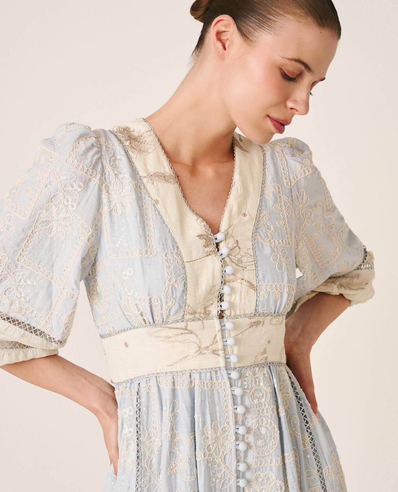 alma-en-pena-geometric-midi-kleid-blau image 7