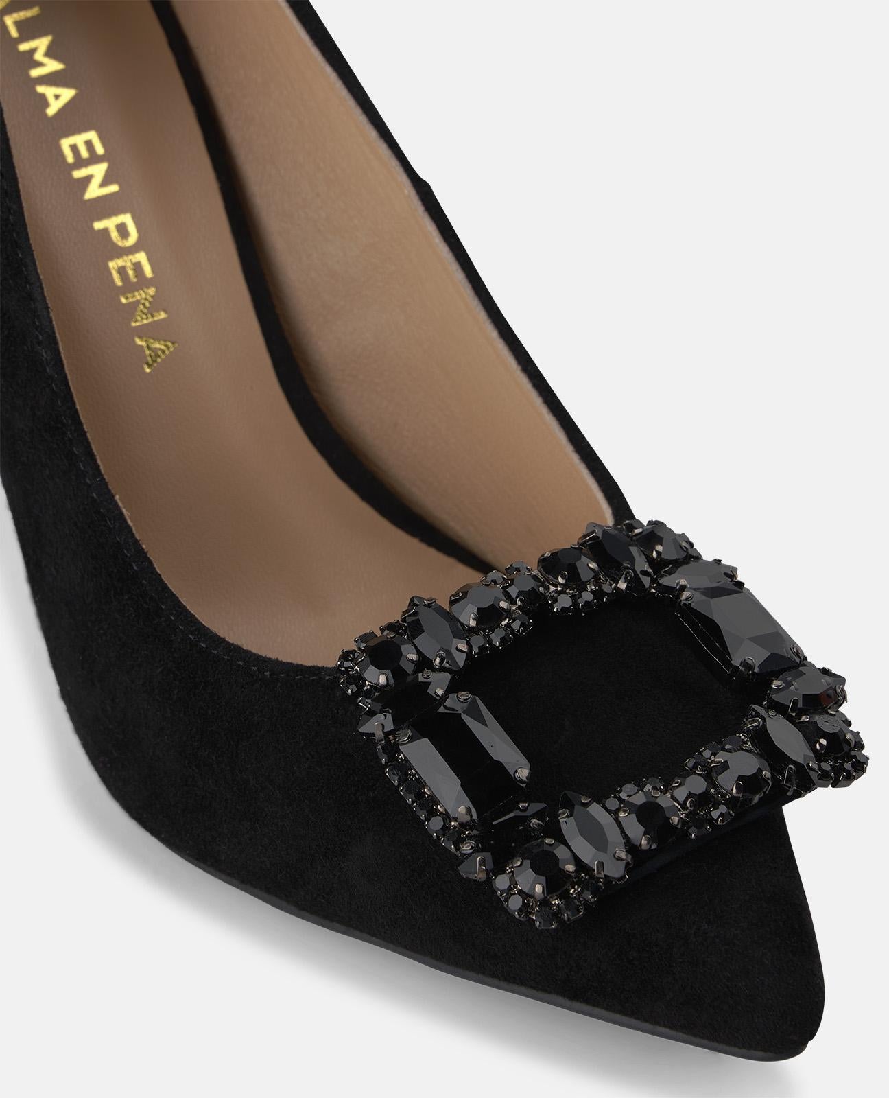 alma-en-pena-wildleder-pumps-schwarz-blume-8-cm image 4