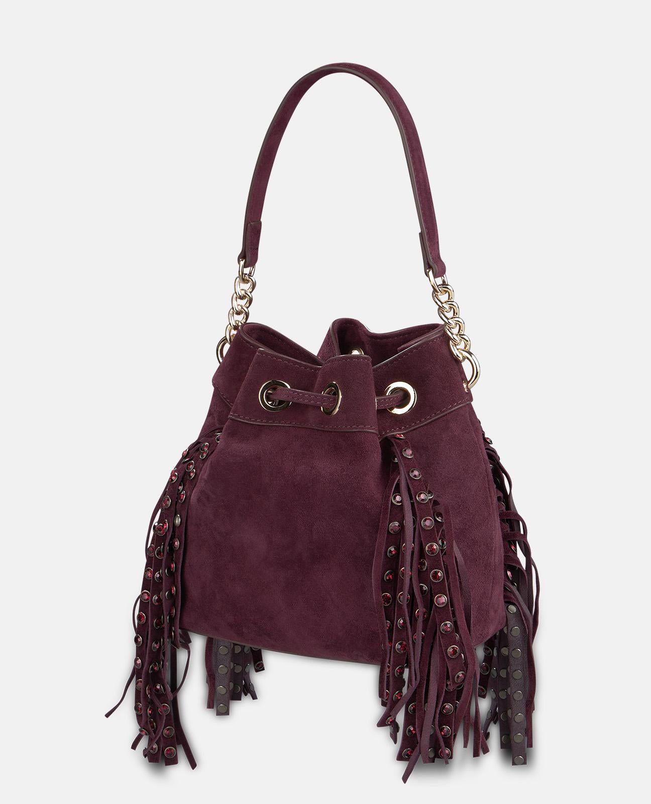 alma-en-pena-candy-bag-aus-veloursleder-mit-fransen-bordeaux image 5