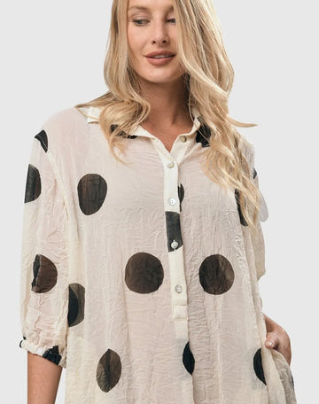 alembika-moon-dot-babydoll-kleid-crinkle-chiffon-creme-schwarz image 3