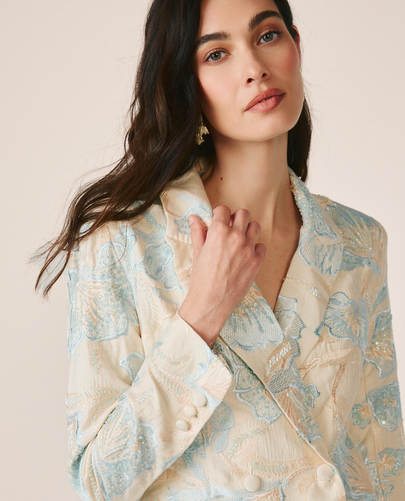 alma-en-pena-blazer-floral-mit-pailletten-blau image 6