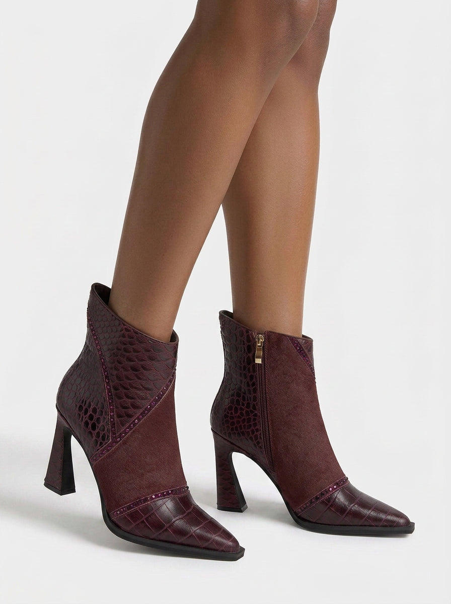 alma-en-pena-animal-print-stiefelette-bordeaux-krokopr-gung-9-cm-trichterabsatz image 5