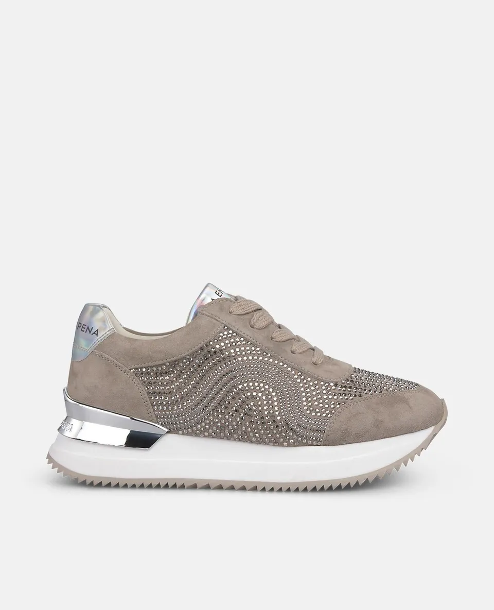 alma-en-pena-sneaker-mit-strass-print-plateau-sneaker-4-5-cm-in-hellbraun image 1